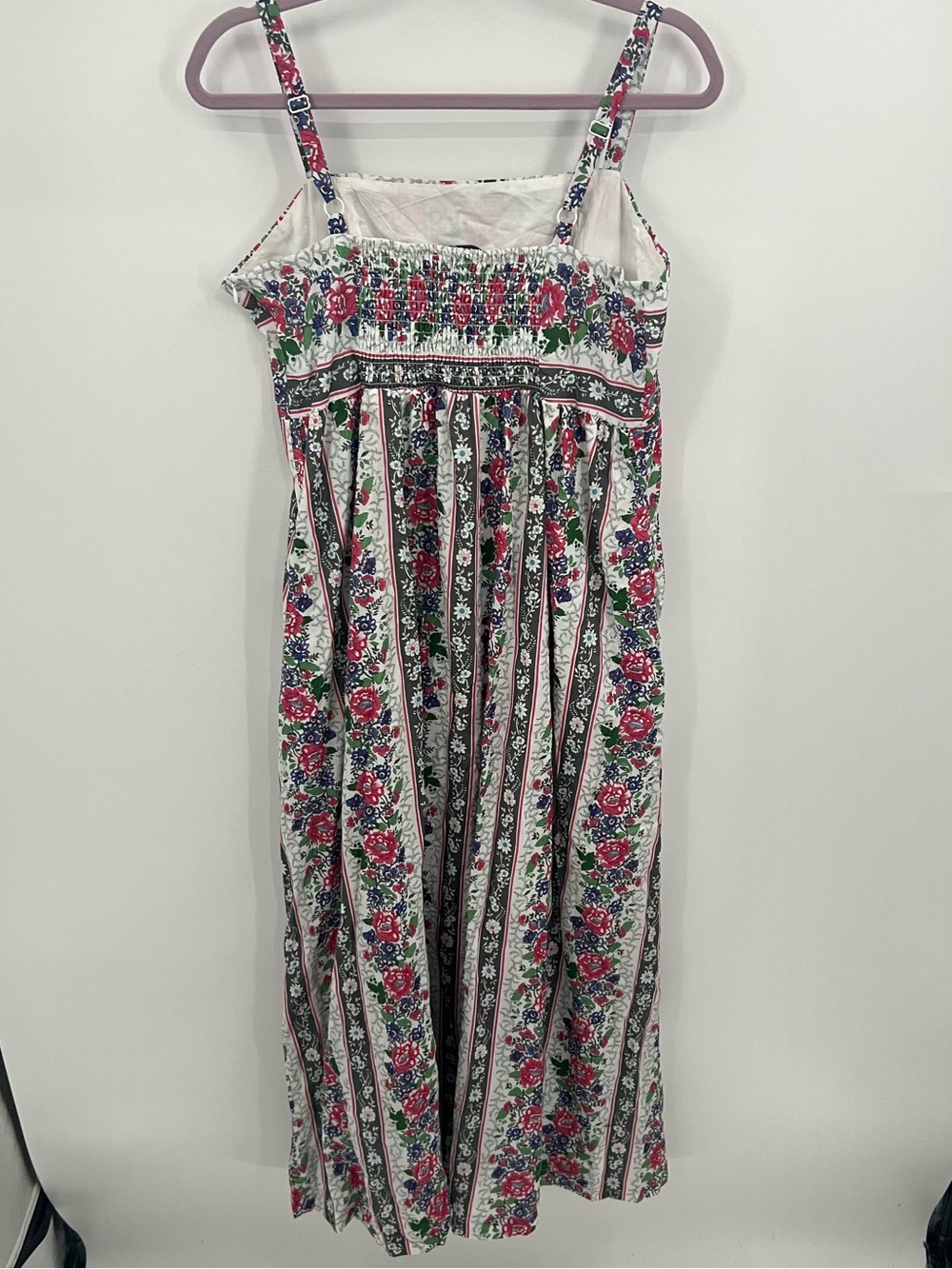 Modcloth White Maxi Dress with Pink & Green Floral Stripes - Picture 3 of 16